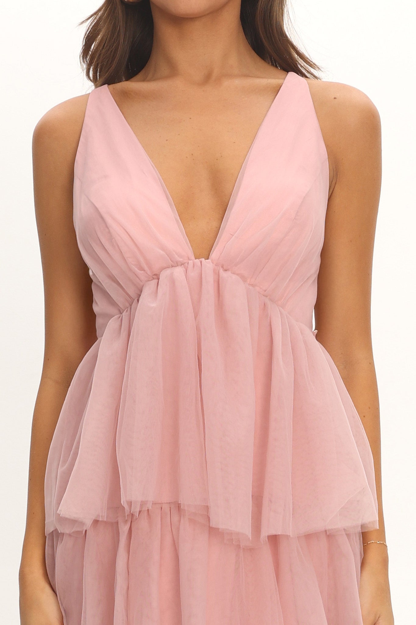 Auguste Tiered Frill Midi Dress Blush