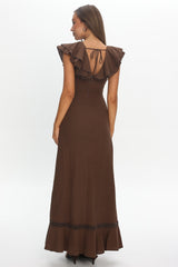 Anohana Ruffle Maxi Dress Chocolate