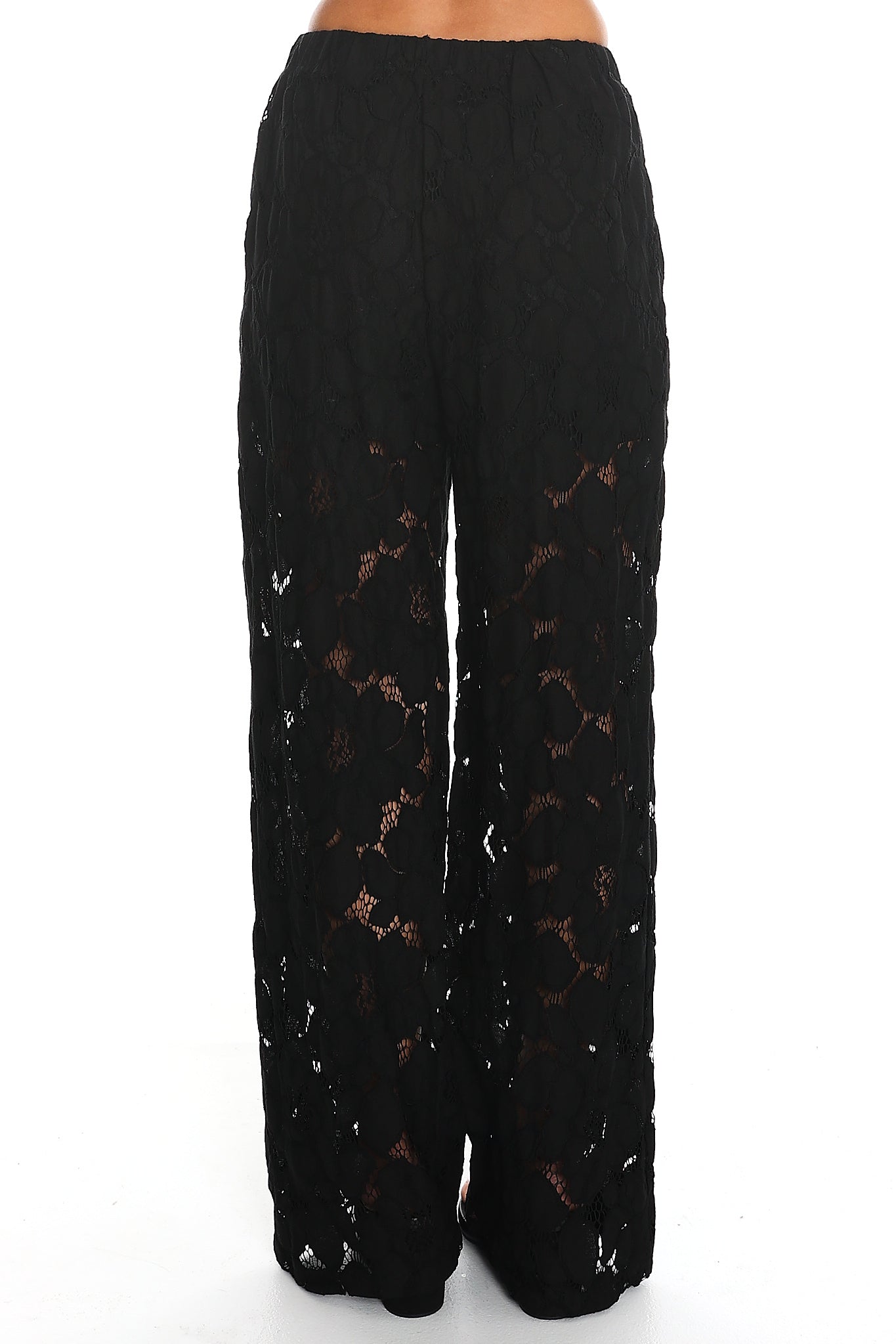 Belmara 3D Floral Lace Pants Black