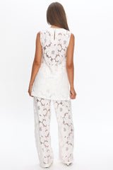 Belmara 3D Floral Lace Pants White