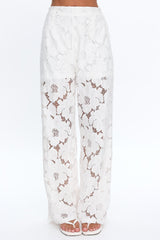 Belmara 3D Floral Lace Pants White