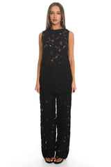 Belmara 3D Floral Lace Top Black