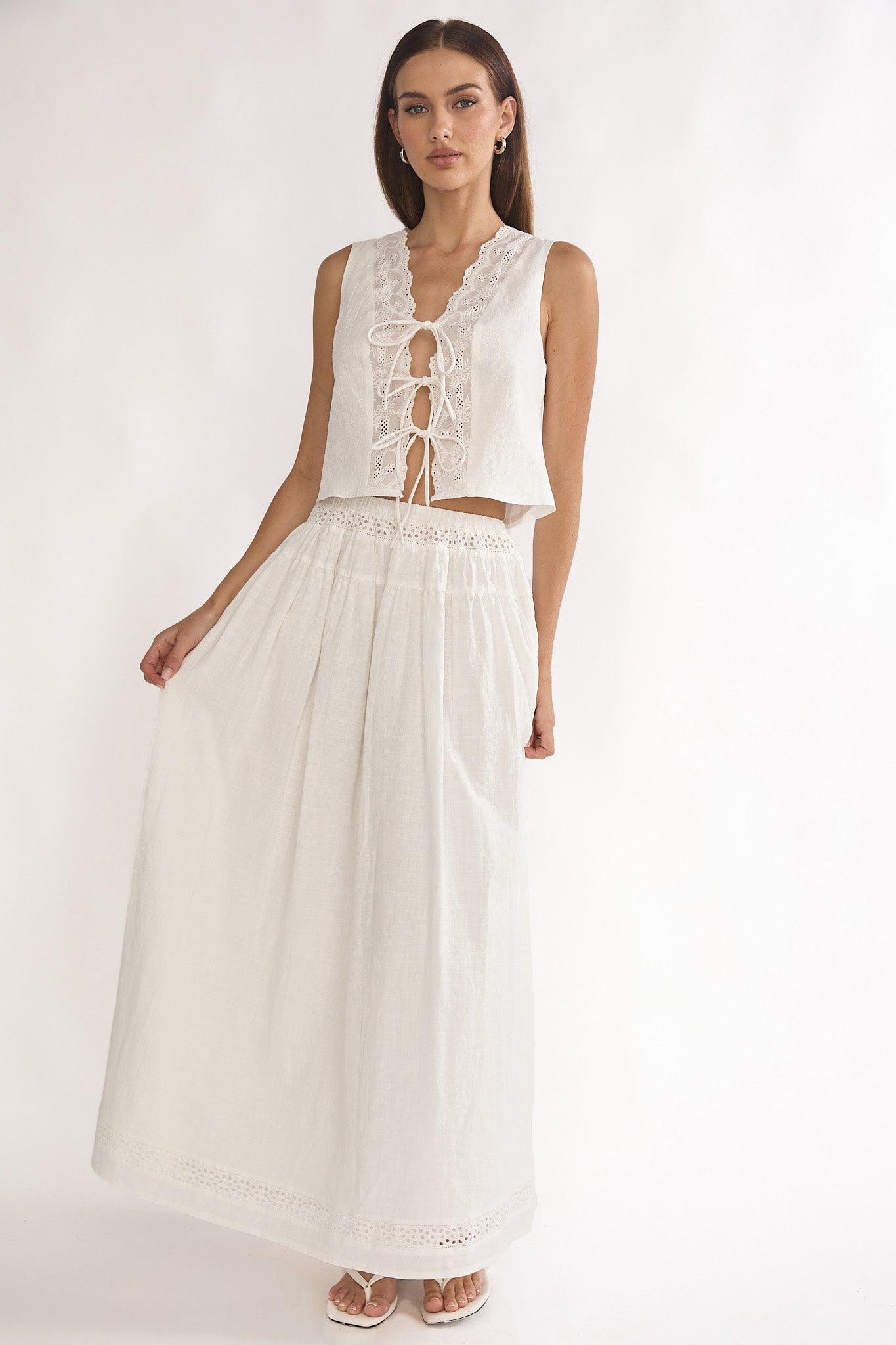 Beliza Lace Trim Skirt White