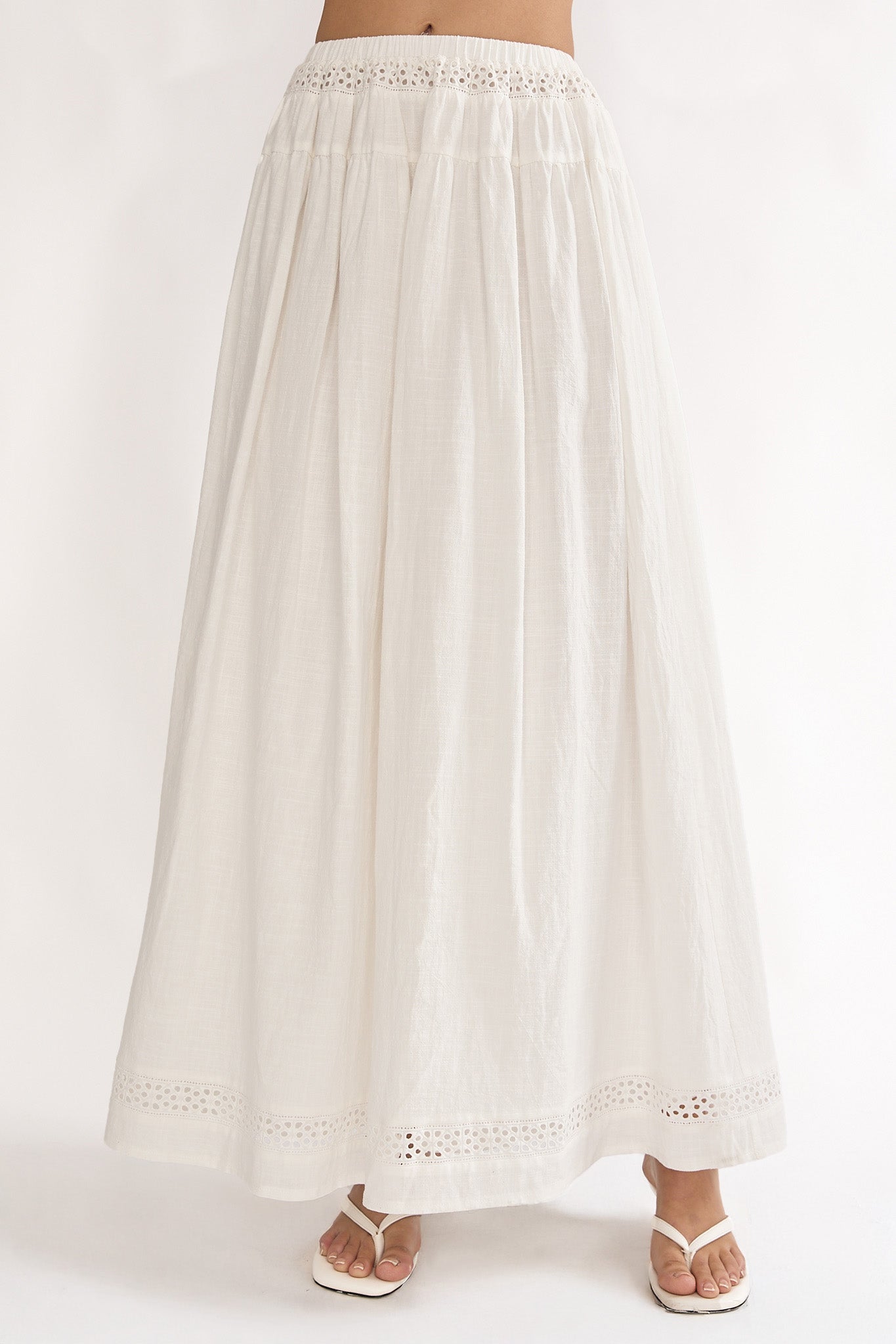 Beliza Lace Trim Skirt White