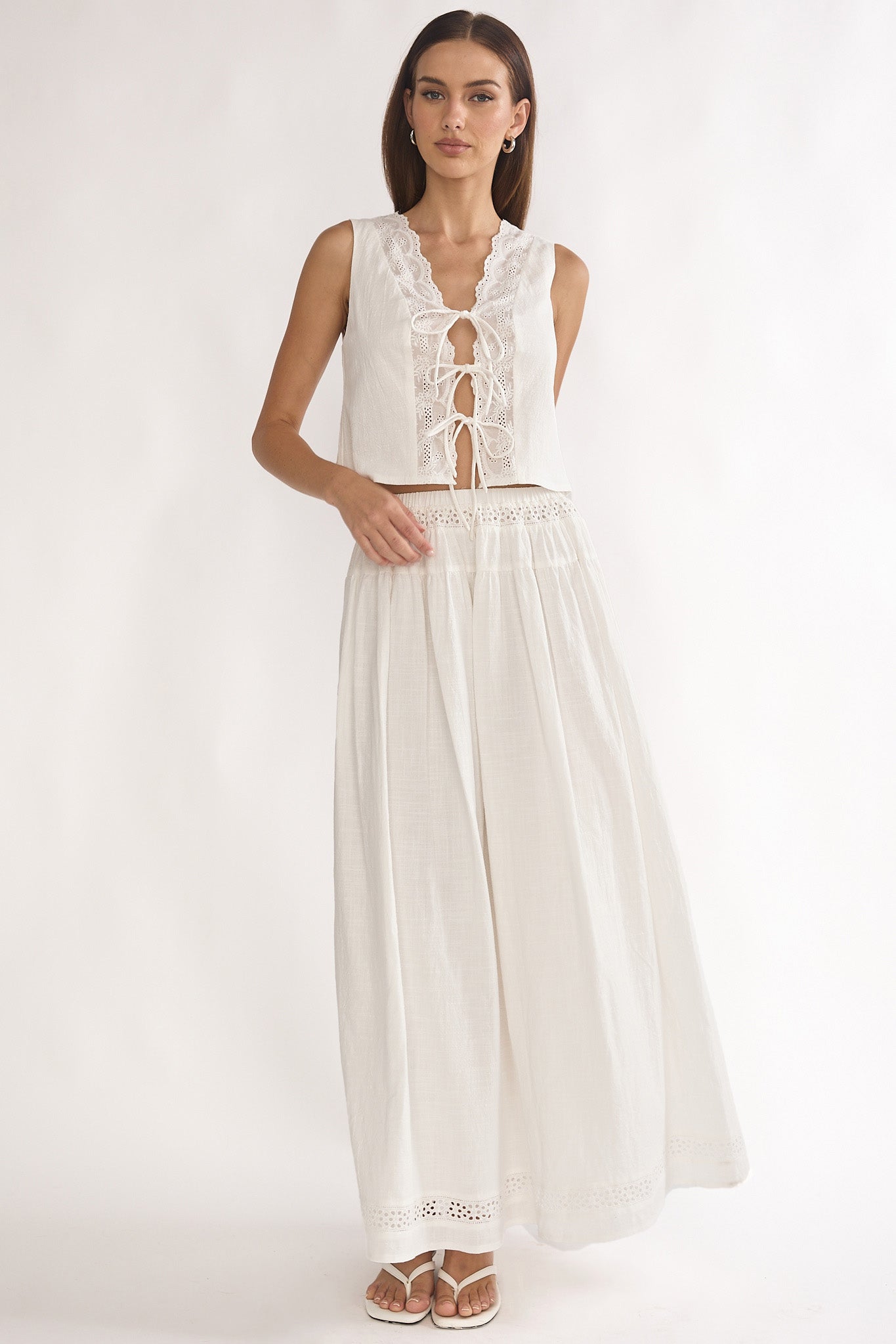 Beliza Lace Trim Skirt White
