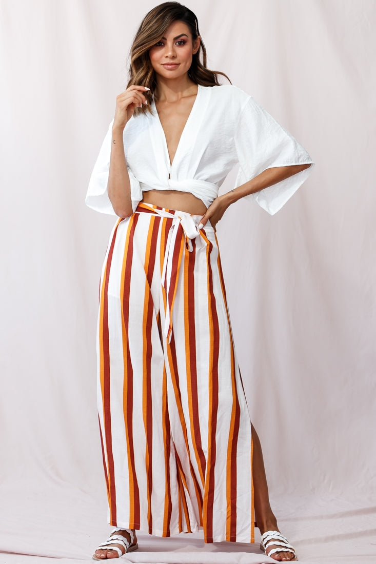 Aruba Wide Leg Side Split Pants Mustard/Brick