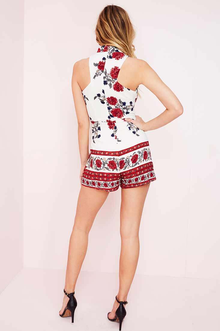 Ara Choker Romper Red